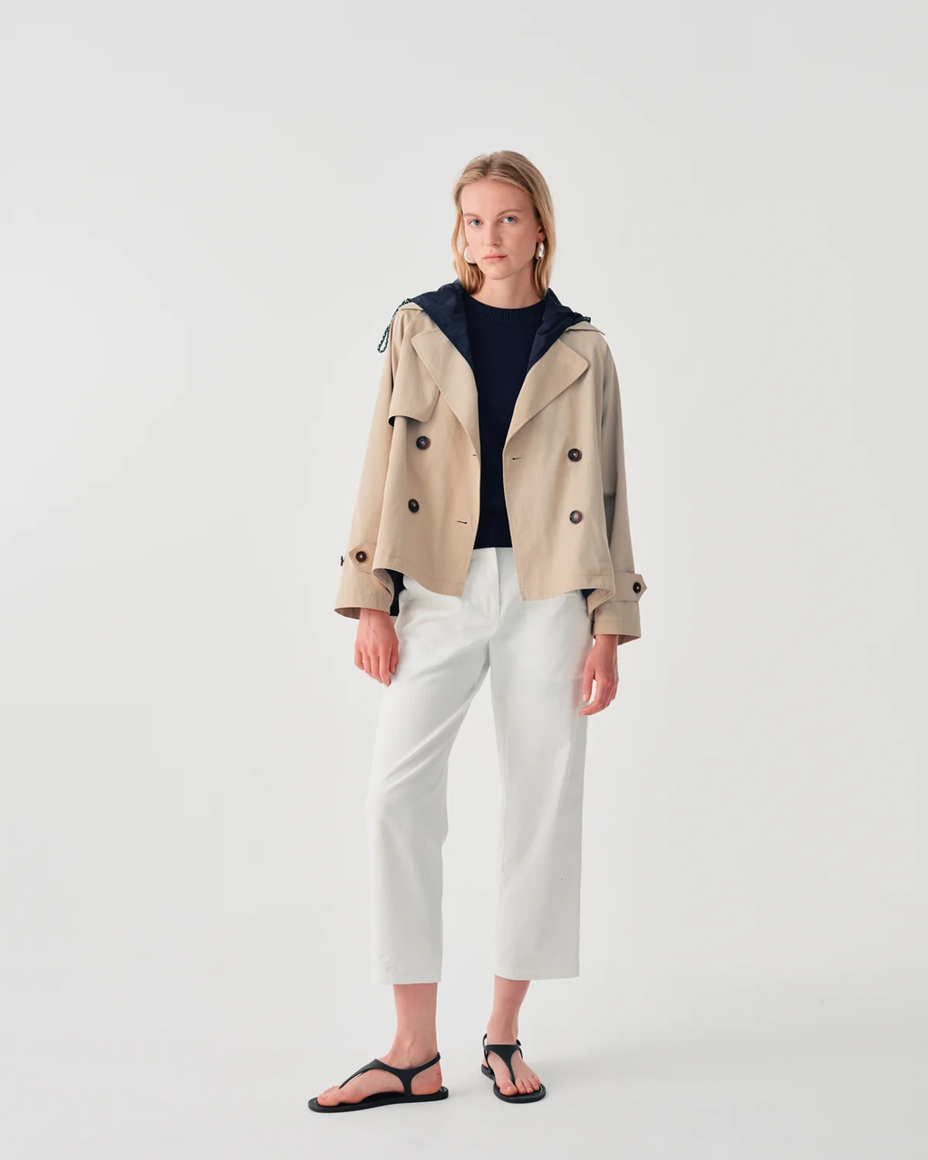 Short Trench Coat with Hood